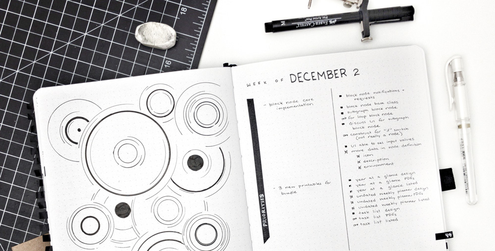 Geometric bullet journal layout with circles by pacificnotation