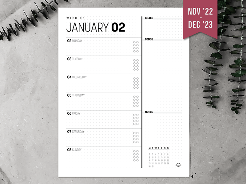 Vertical Weekly Planner